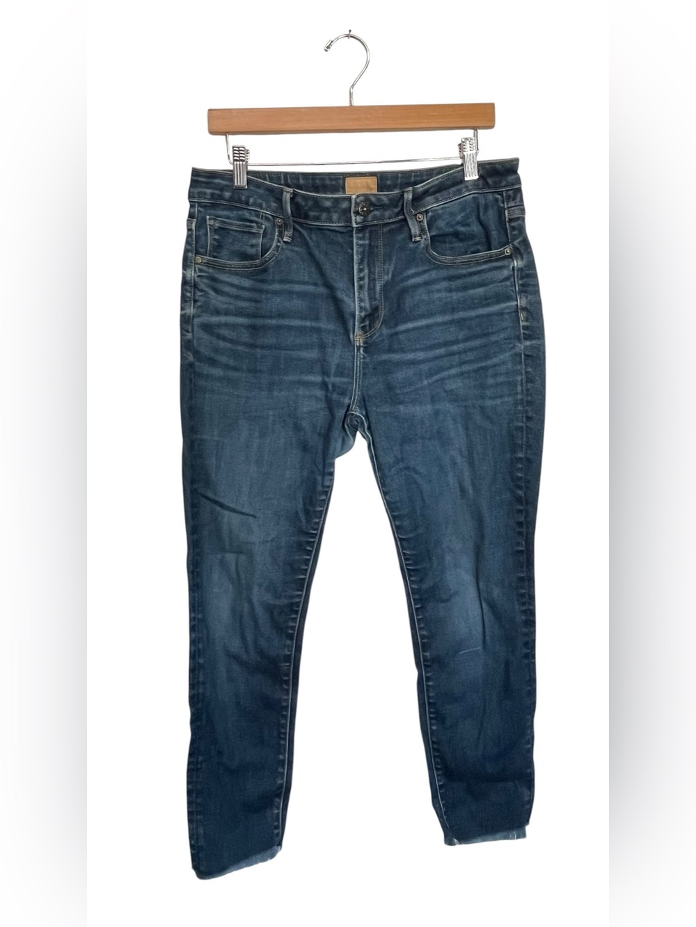 Driftwood Jeans | Womens Jackie Med Wash‎ Blue Frayed Raw Hem Skinny Stretch 31
